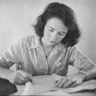Jackie at writing desk, age 17